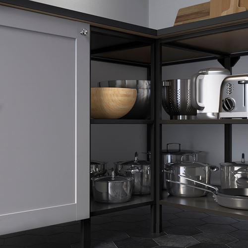 IKEA - ENHET, corner kitchen storage combination, white/anthracite, 181.5x121.5x75 cm