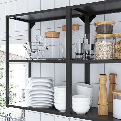 IKEA - ENHET, kitchen storage combination, white/anthracite, 123x63.5x222 cm