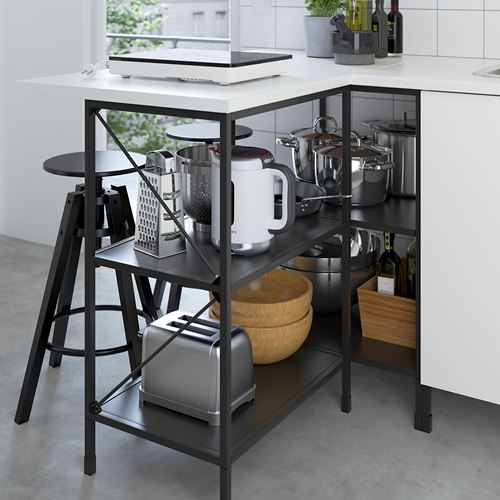 IKEA - ENHET, corner kitchen storage combination, white/anthracite, 181.5x245x75 cm