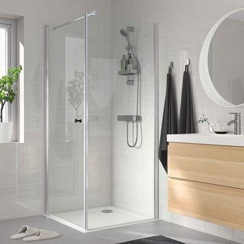 IKEA - OPPEJEN/FOTINGEN, duşakabin, beyaz-cam, 90x90x205 cm