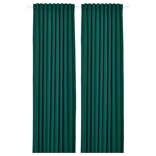 IKEA - MAJGULL, blackout curtain, 1 pair, dark turquoise, 145x300 cm