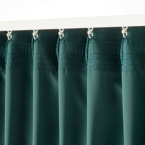 IKEA - MAJGULL, blackout curtain, 1 pair, dark turquoise, 145x300 cm