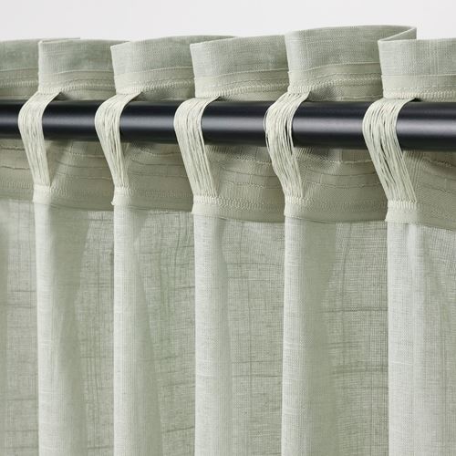 IKEA - SILVERLÖNN, tül perde/2 kanat, açık yeşil, 145x300 cm