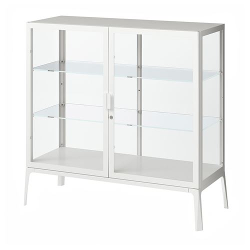 IKEA - MILSBO, glass cabinet, white, 101x100 cm