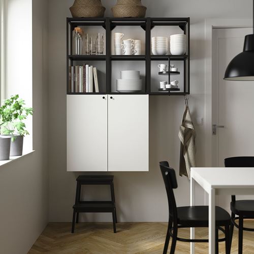 IKEA - ENHET, shelving unit, white/anthracite, 120x32x150 cm