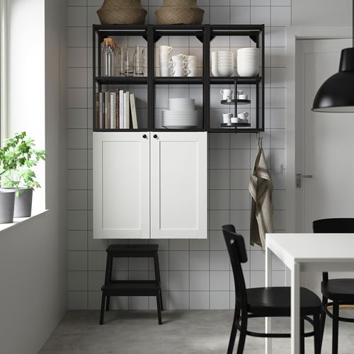 IKEA - ENHET, shelving unit, white/anthracite, 120x32x150 cm