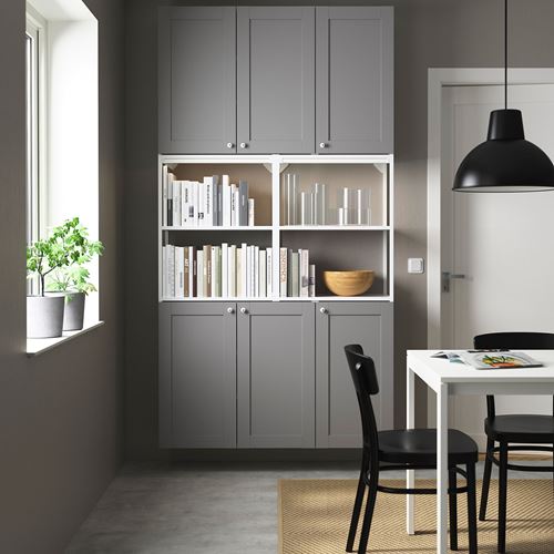 IKEA - ENHET, raf ünitesi, beyaz-gri, 120x30x225 cm