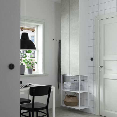 IKEA - ENHET, raf ünitesi, beyaz-taş görünümlü, 60x32x255 cm