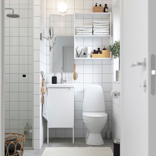 IKEA - ENHET/TVALLEN, banyo mobilyası seti, beyaz-parlak cila beyaz, 44x43x87 cm