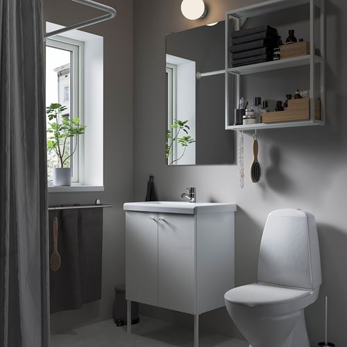 IKEA - ENHET/TVALLEN, bathroom furniture set, white, 64x43x87 cm
