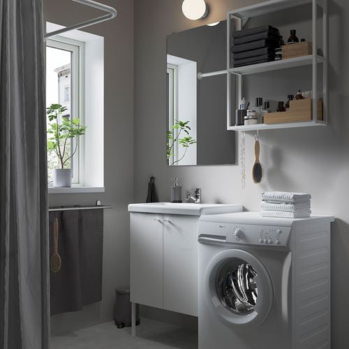 IKEA - ENHET/TVALLEN, bathroom furniture set, white, 64x43x87 cm