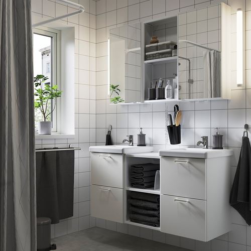IKEA - ENHET/TVALLEN, bathroom furniture set, white, 124x43x65 cm