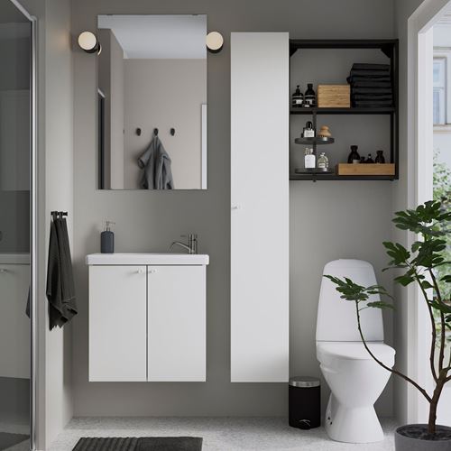 IKEA - ENHET, banyo mobilyası seti, antrasit-beyaz, 64x33x65 cm