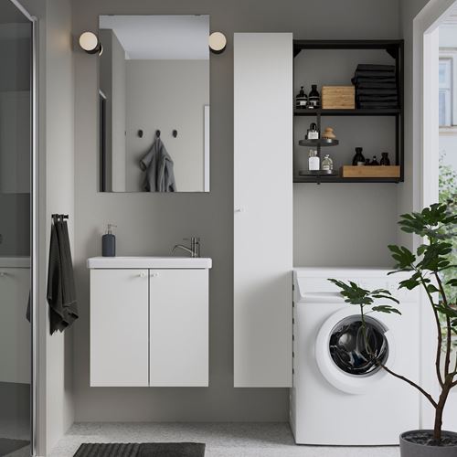IKEA - ENHET, banyo mobilyası seti, antrasit-beyaz, 64x33x65 cm