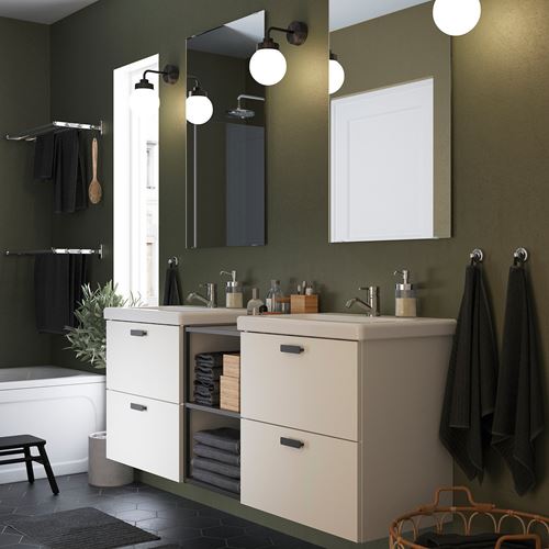 IKEA - ENHET/TVALLEN, banyo mobilyası seti, antrasit-beyaz, 164x43x65 cm