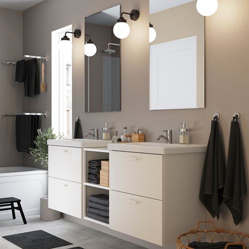 IKEA - ENHET/TVALLEN, banyo mobilyası seti, beyaz, 164x43x65 cm