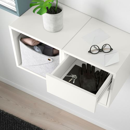 IKEA - EKET, Wall-mounted cabinet combination, white-grey-turquoise, 105x35x70 cm