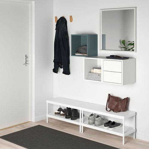 IKEA - EKET, Wall-mounted cabinet combination, white-grey-turquoise, 105x35x70 cm