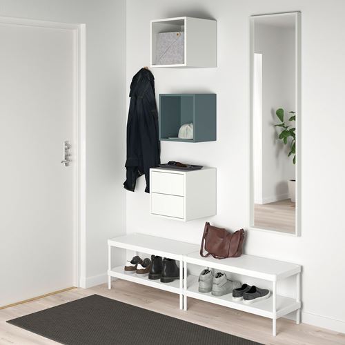 IKEA - EKET, Wall-mounted cabinet combination, white-grey-turquoise, 105x35x70 cm