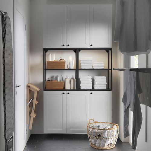 IKEA - ENHET, shelving unit, white/anthracite, 120x32x225 cm