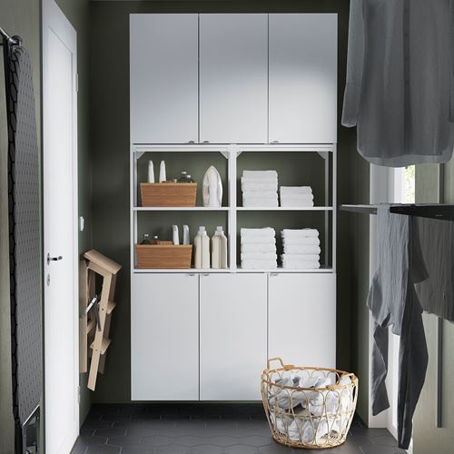 IKEA - ENHET, shelving unit, white-high gloss white, 120x32x225 cm