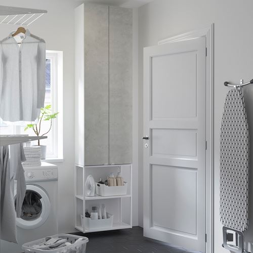 IKEA - ENHET, raf ünitesi, beyaz-taş görünümlü, 60x32x255 cm