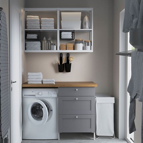 IKEA - ENHET, cabinet combination for laundry and kitchen, white/grey, 121.5x63.5x222 cm