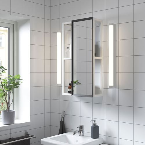 IKEA - ENHET, open shelving unit with mirror, white, 40x17x75 cm