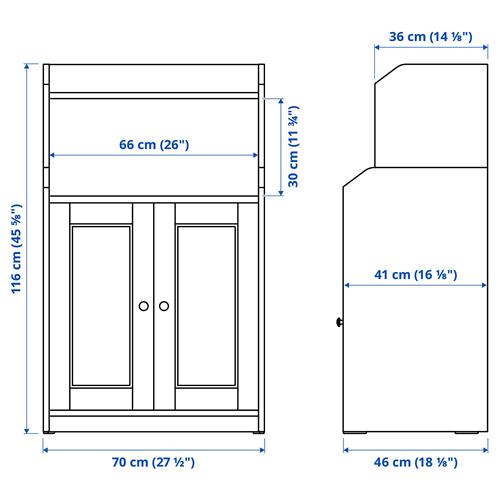 IKEA - HAUGA, console, grey, 70x116 cm