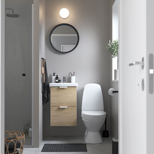 IKEA - ENHET/TVALLEN, wash-basin and cabinet, white-oak look, 44x43x65 cm