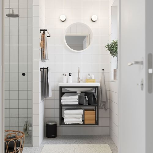 IKEA - ENHET, lavabo ünitesi, beyaz-antrasit, 64x43x65 cm