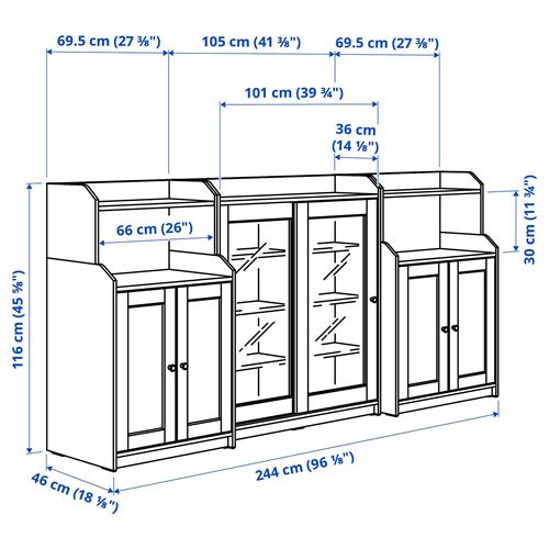 IKEA - HAUGA, console, grey, 244x46x116 cm