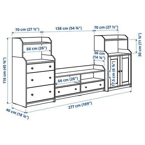 IKEA - HAUGA, tv storage unit, grey, 277x46x116 cm