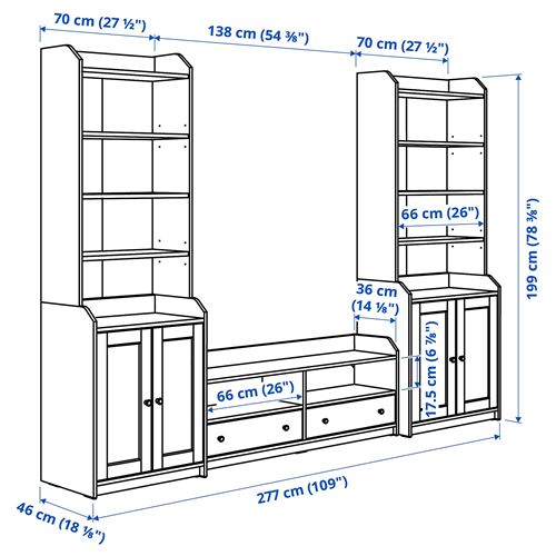 IKEA - HAUGA, tv storage unit, white, 277x46x199 cm