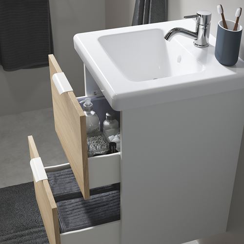 IKEA - ENHET/TVALLEN, wash-basin and cabinet, white-oak look, 44x43x65 cm