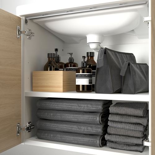 IKEA - ENHET/TVALLEN, wash-basin and cabinet, white-oak look, 64x43x65 cm