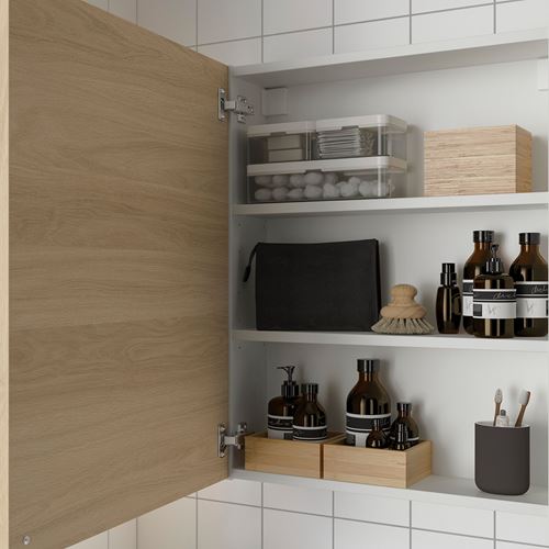 IKEA - ENHET, bathroom wall cabinet, white-oak look, 60x15x75 cm