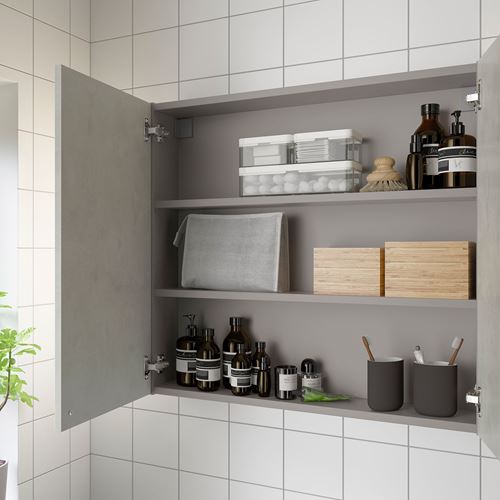 IKEA - ENHET, banyo duvar dolabı, gri-taş görünümlü, 80x15x75 cm