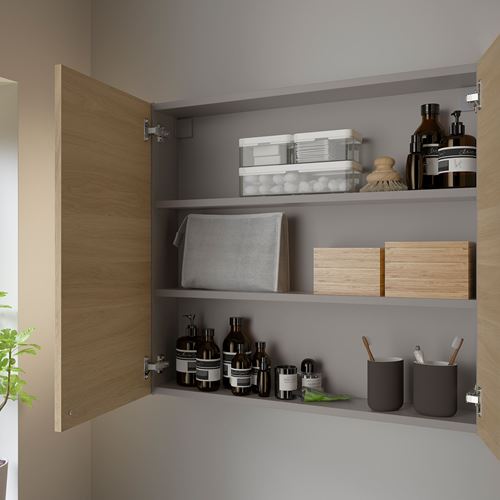 IKEA - ENHET, bathroom wall cabinet, gray-oak look, 80x15x75 cm