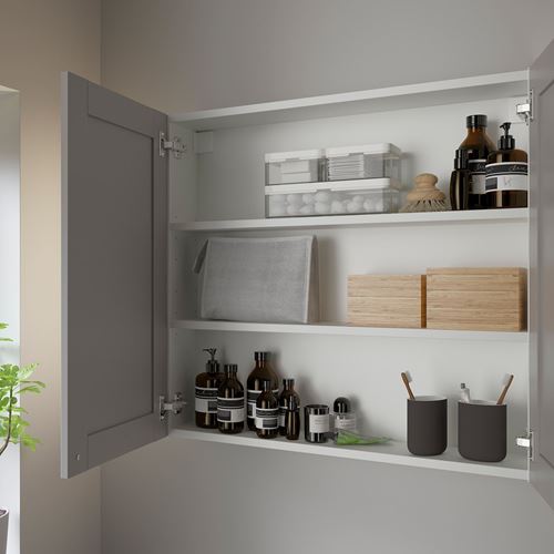 IKEA - ENHET, bathroom wall cabinet, white/grey, 80x15x75 cm