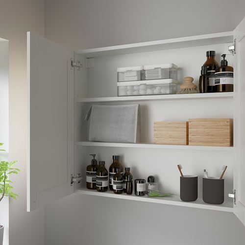 IKEA - ENHET, bathroom wall cabinet, white-white frame, 80x15x75 cm