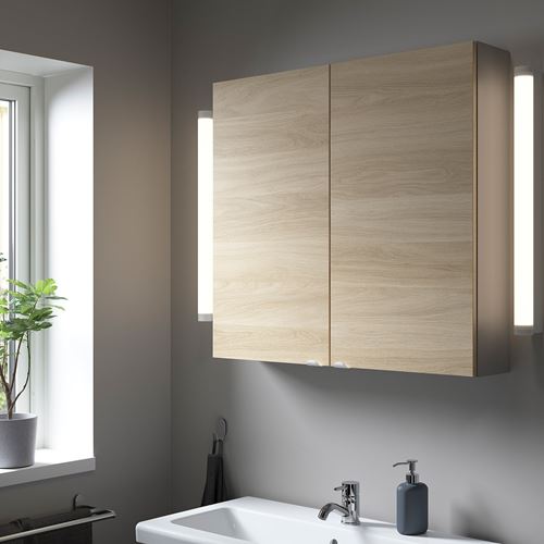 IKEA - ENHET, bathroom wall cabinet, gray-oak look, 80x15x75 cm