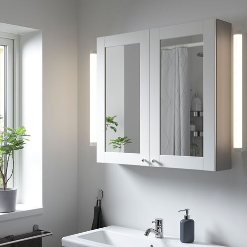 IKEA - ENHET, banyo duvar dolabı, gri-beyaz, 80x15x75 cm