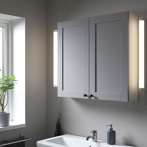 IKEA - ENHET, bathroom wall cabinet, white/grey, 80x15x75 cm