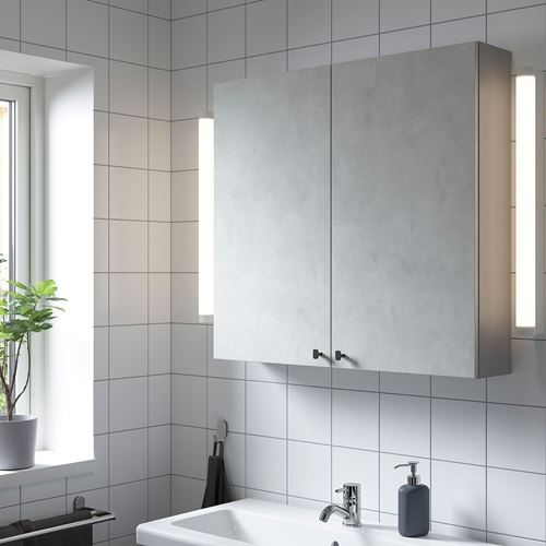 IKEA - ENHET, banyo duvar dolabı, gri-taş görünümlü, 80x15x75 cm