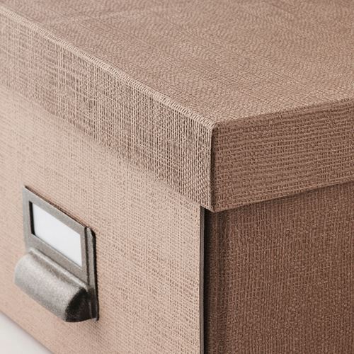 IKEA - TJOG, box with lid, dark beige, 25x36x15 cm