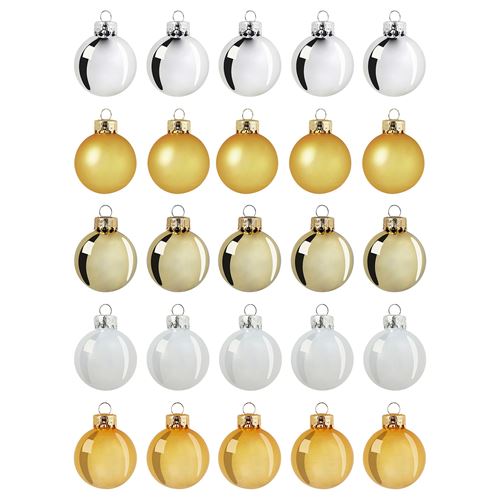 IKEA - VINTERFINT, tree ornament, gold-colour-white, 3.5 cm