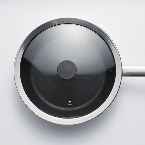 IKEA - KLOCKREN, pot lid, stainless steel/glass, 25 cm