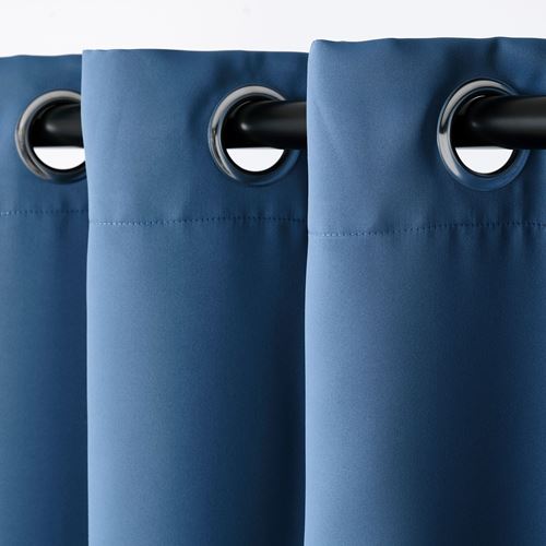 IKEA - HILLEBORG, blackout curtain, 1 pair, blue, 145x300 cm