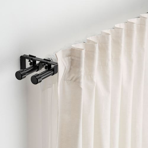 IKEA - BEKRAFTA, curtain rod set, black, 120-210 cm 19 mm